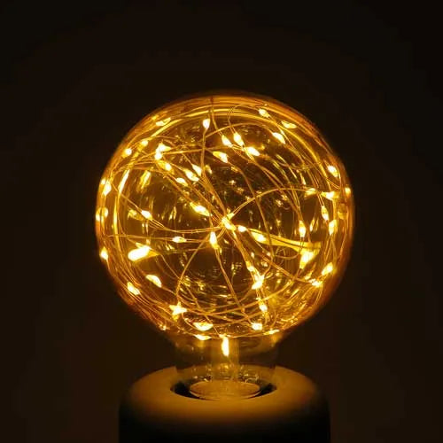 E27 LED Lamp filament G125 koperdraad 1.5W 2100K amber