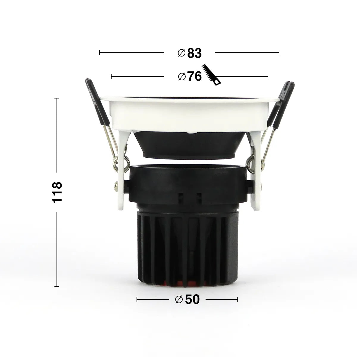 LED Inbouwspot 5W 3000K warm wit ⌀83mm kantelbaar Goud met witte rand