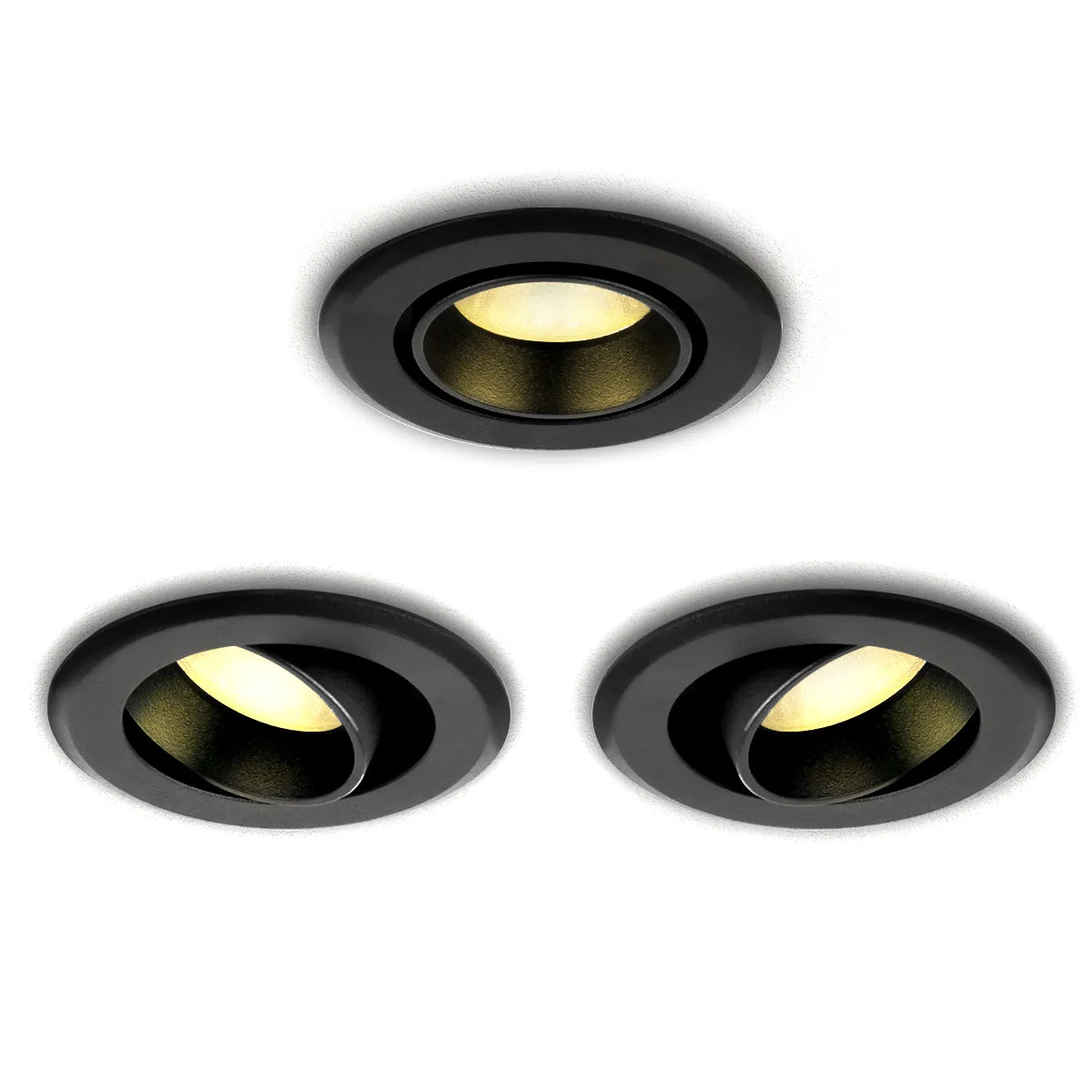 Zwarte LED Inbouwspot 5W 3000K warm wit ⌀70mm kantelbaar