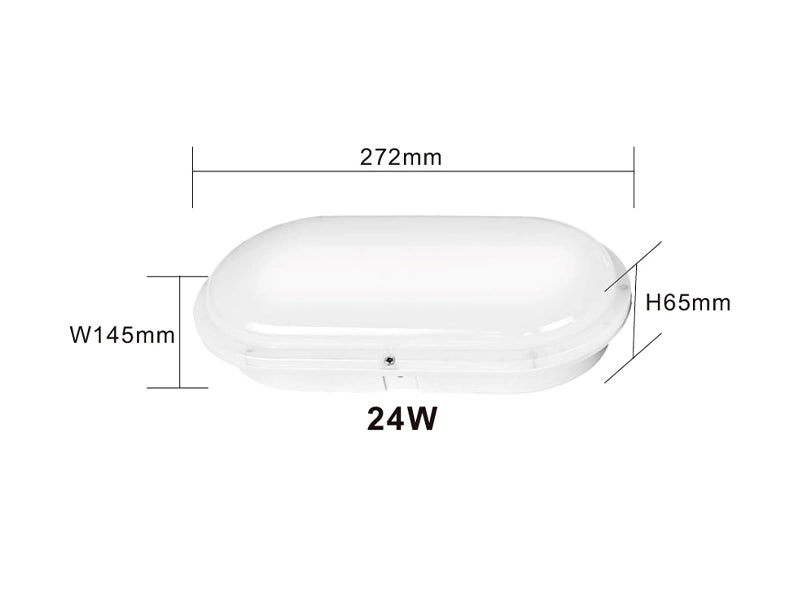 LED Bulkhead 272x145mm Ovaal 24W | IP66