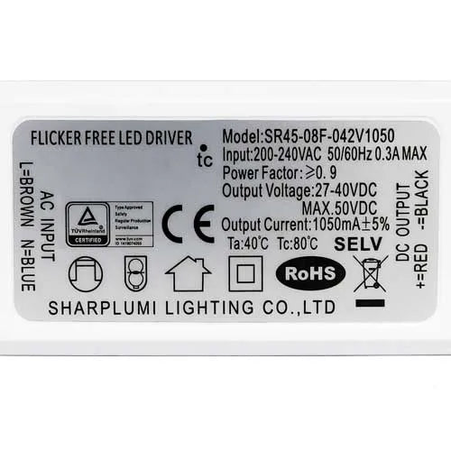 LED Driver flikkervrij 36W 800mA / 40W 900mA / 45W 1050mA