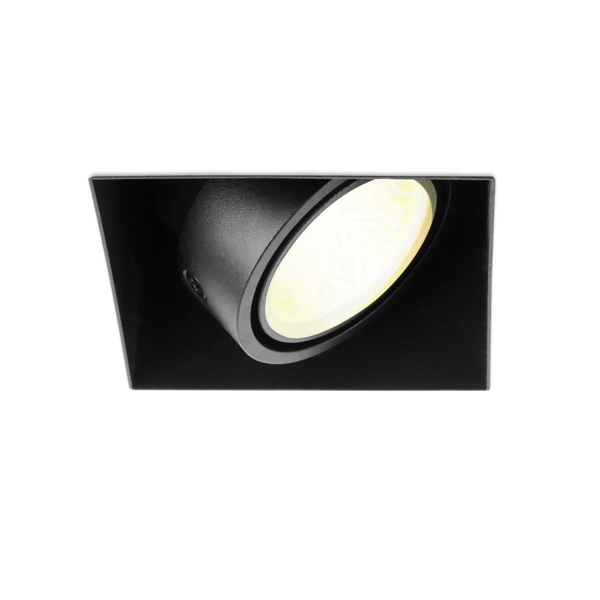Zwarte LED Inbouwspot 6W Trimless 3000K warm wit vierkant 89x89mm kantelbaar draaibaar