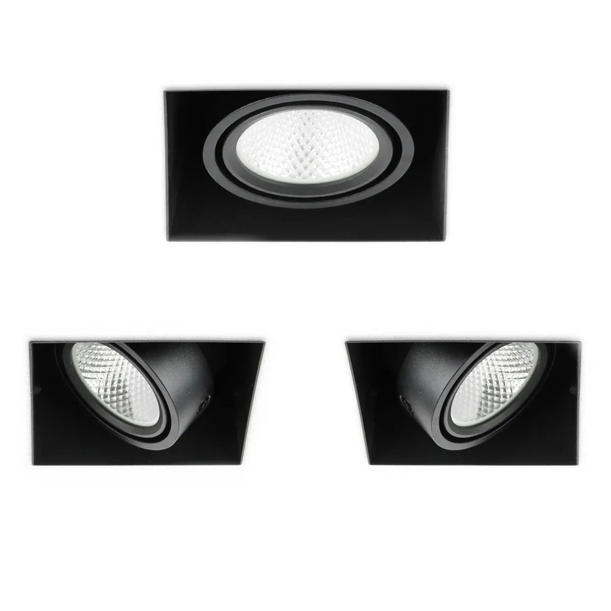 Zwarte LED Inbouwspot 6W Trimless 3000K warm wit vierkant 89x89mm kantelbaar draaibaar