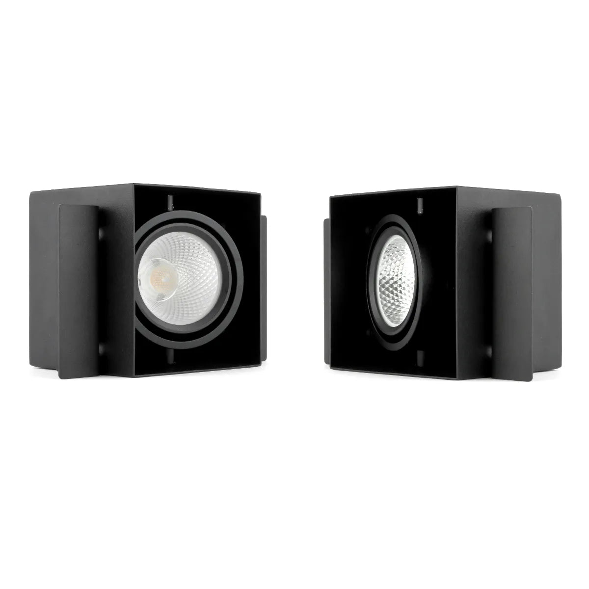 Zwarte LED Inbouwspot 6W Trimless 3000K warm wit vierkant 89x89mm kantelbaar draaibaar