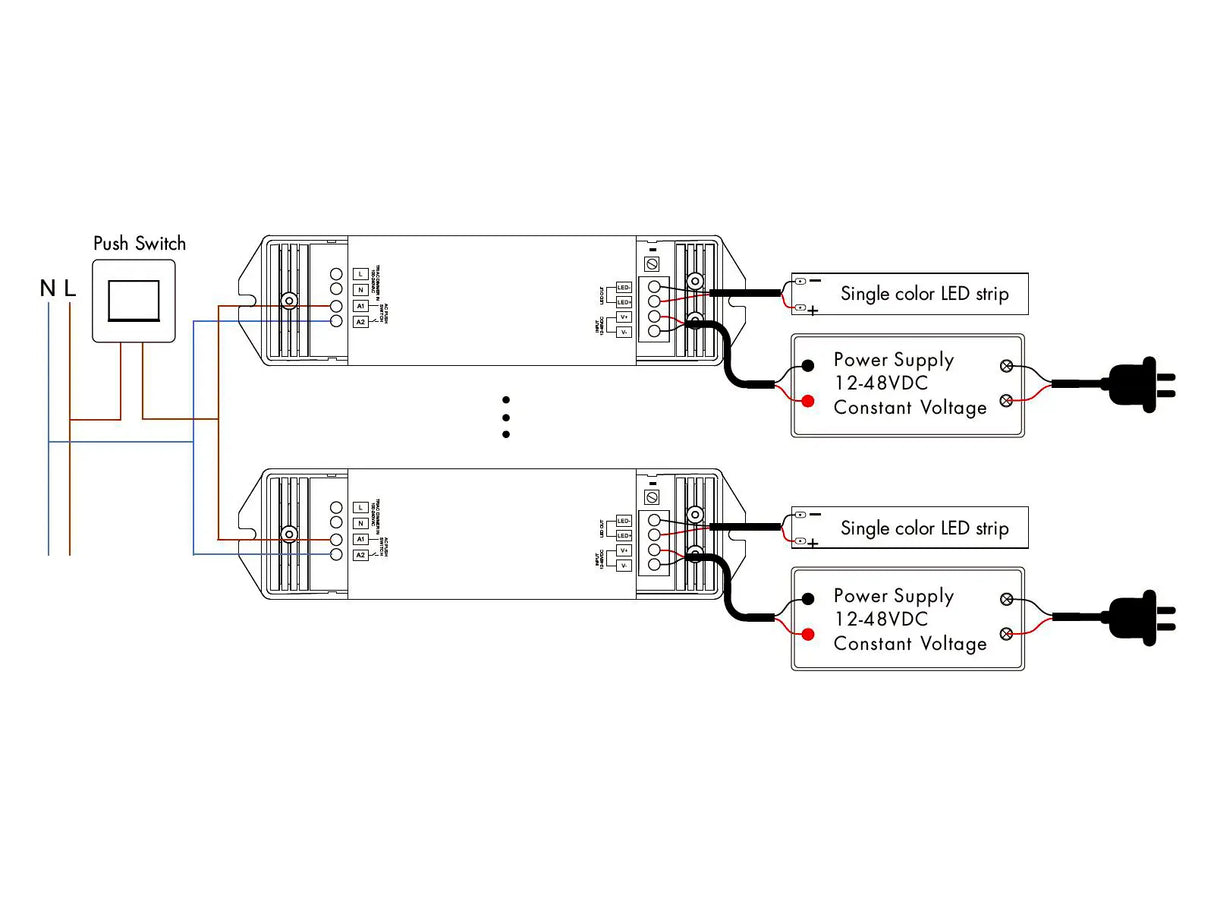Dimbare LED Strip controller AC100V-240V 15A - voor Wit licht