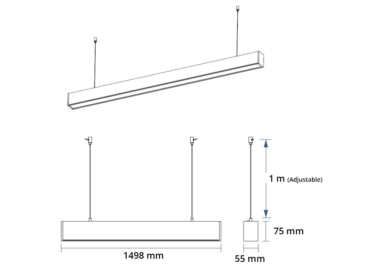 Hangende LED Lichtbalk Wit 150cm 48W Koppelbaar