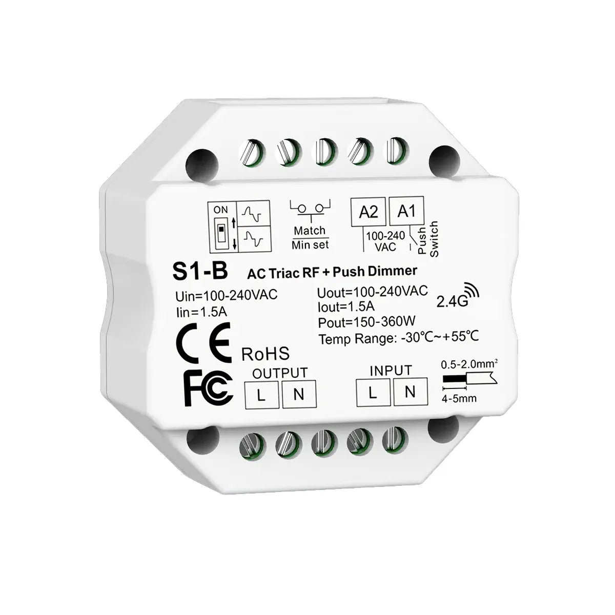 LED Push dimmer 200W RF Triac