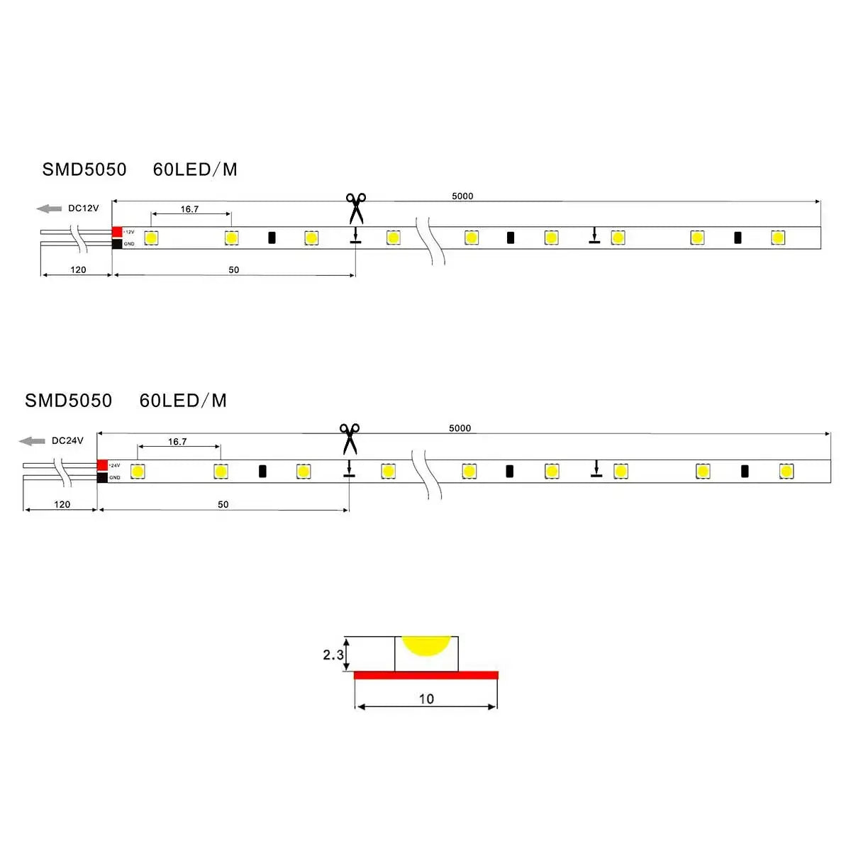 LED Strip 5 meter SMD5050 Pro-X 60LEDS/m