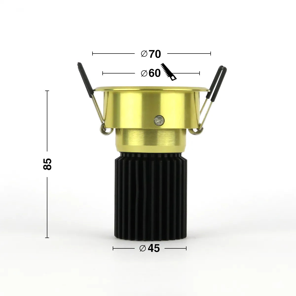 Goldener LED-Einbaustrahler 5W 3000K Warmweiß ⌀70mm schwenkbar