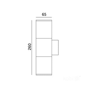 LED Wandlamp Bi-directioneel 65x260mm Rond  GU10 IP54