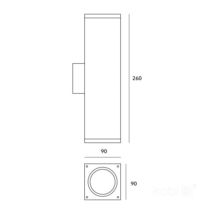 LED Wandlamp Bi-directioneel 260mm Vierkant  GU10 IP54