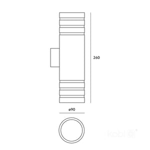 LED Wandlamp Bi-directioneel 90x260mm Rond  GU10 IP54