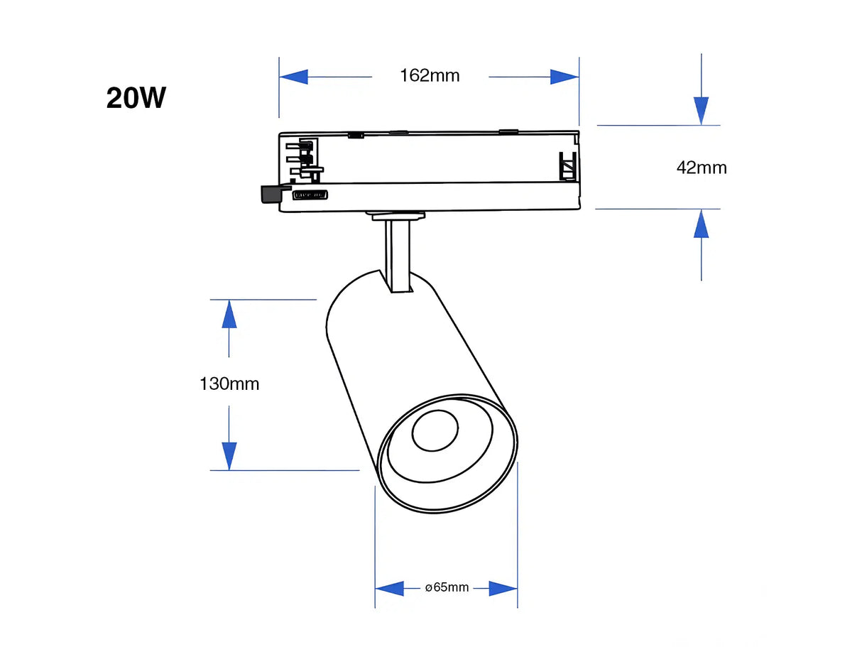 Integrated LED Railspot 3 fase 20W CRI>90