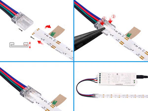 LED Strip COB RGB Connector met Kabel | 10mm