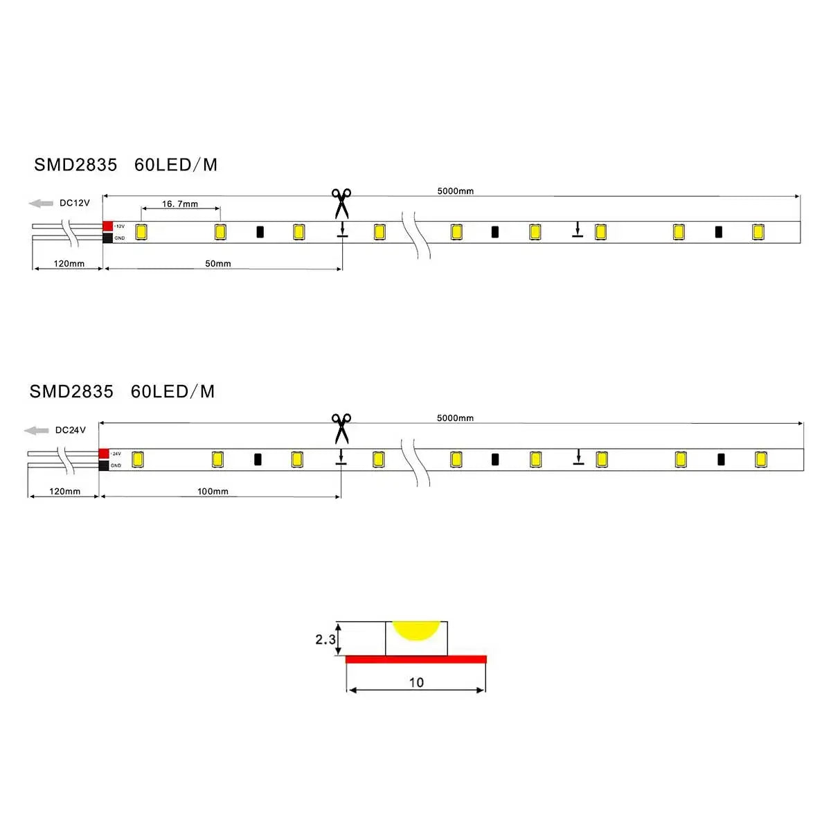 LED Strip 5 meter SMD2835 Basic-60LEDS/m