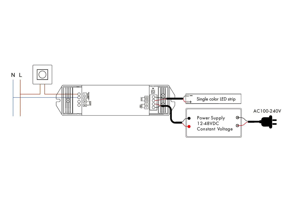 Dimbare LED Strip controller AC100V-240V 15A - voor Wit licht