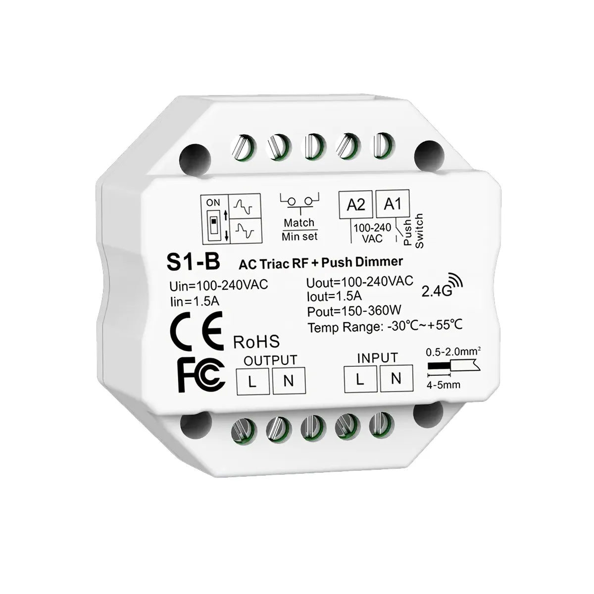 LED-Push-Dimmer 200W RF Triac